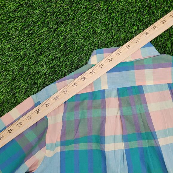 Vintage 80s LEE Western Hippie Shirt S/M 20x30 Plaid Snap USA - Picture 3 of 10